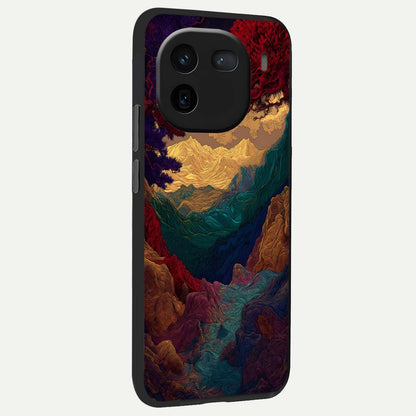  Mystic Valley Light back cover For iQOO 12 5G slim fit glass case with vibrant aesthetic design