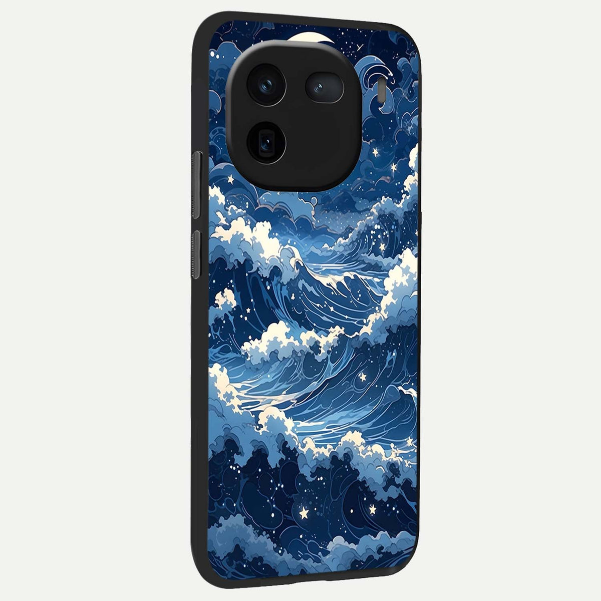  Ocean Moon Waves back cover For iQOO 12 5G slim fit glass case with vibrant aesthetic design