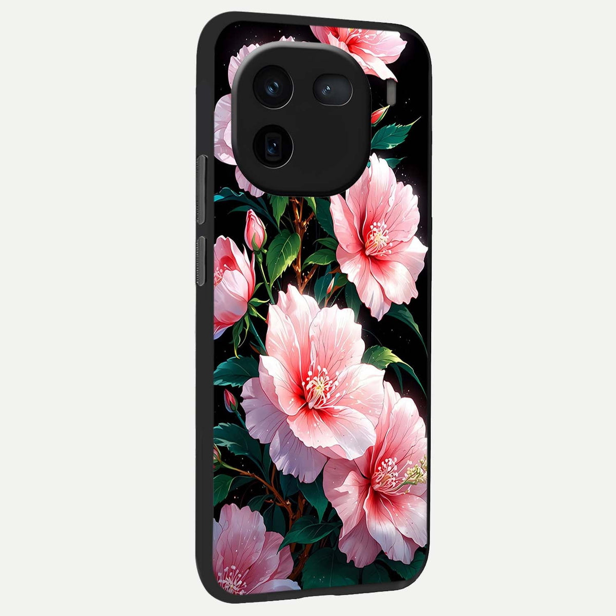  Peach Flower back cover For iQOO 12 5G slim fit glass case with vibrant aesthetic design