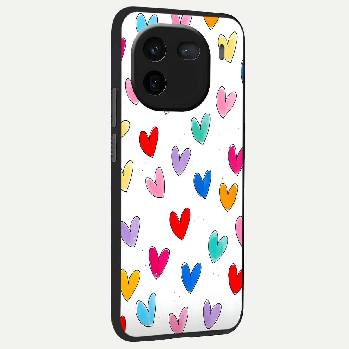  Playful Love Doodles back cover For iQOO 12 5G slim fit glass case with vibrant aesthetic design