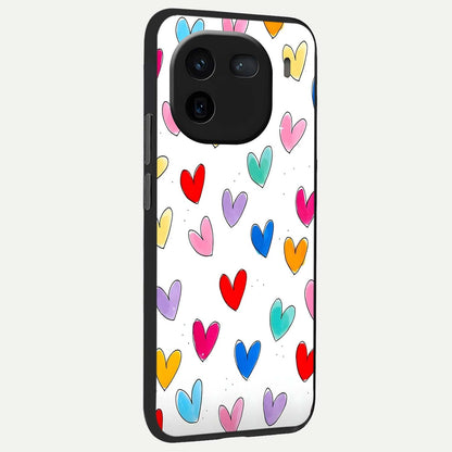  Playful Love Doodles back cover For iQOO 12 5G slim fit glass case with vibrant aesthetic design