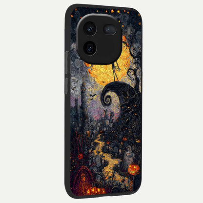  Pumpkin Moon Night back cover For iQOO 12 5G slim fit glass case with vibrant aesthetic design