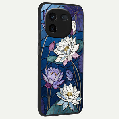  Purple Lotus Stained back cover For iQOO 12 5G slim fit glass case with vibrant aesthetic design