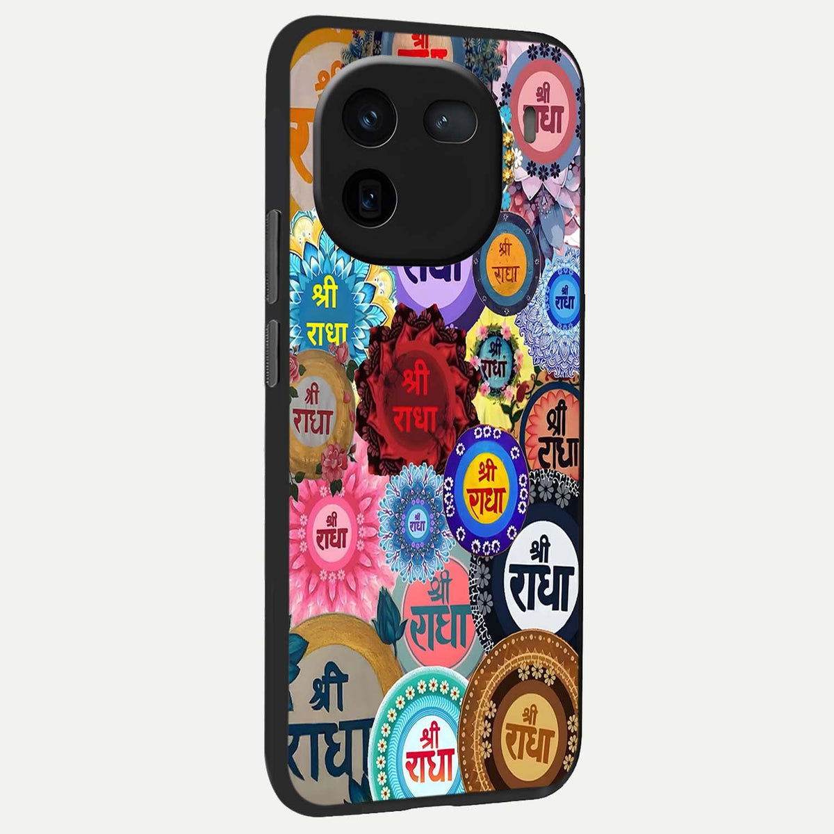  Radha Divine Bloom back cover For iQOO 12 5G slim fit glass case with vibrant aesthetic design