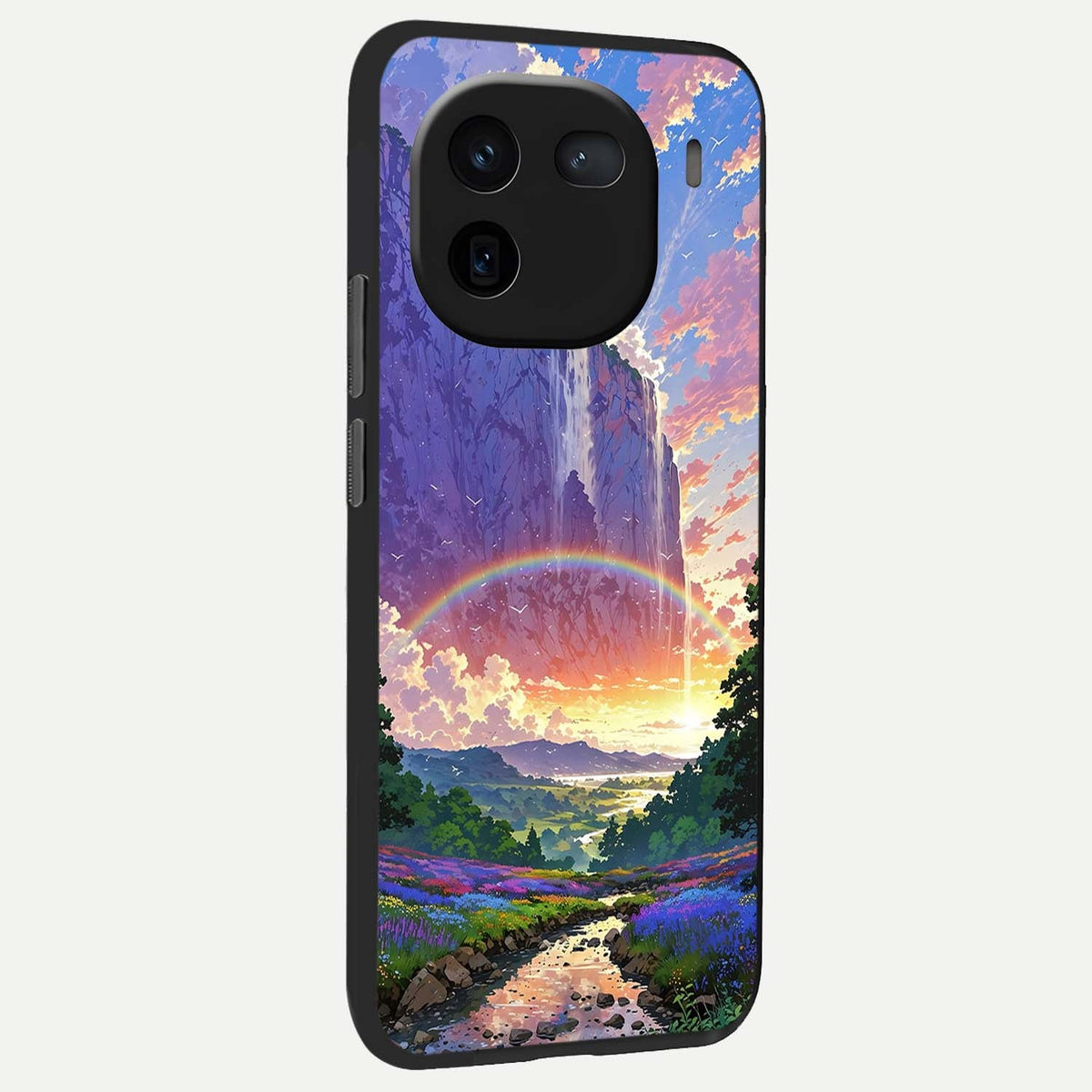  Rainbow Valley Dream back cover For iQOO 12 5G slim fit glass case with vibrant aesthetic design