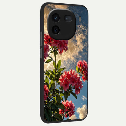 Red Bloom Skies back cover For iQOO 12 5G slim fit glass case with vibrant aesthetic design