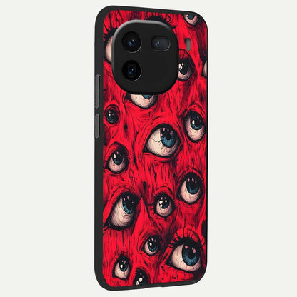  Red Eyes Pattern back cover For iQOO 12 5G slim fit glass case with vibrant aesthetic design