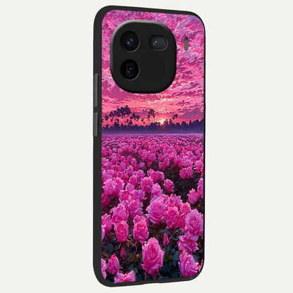  Rose Sunset Valley back cover For iQOO 12 5G slim fit glass case with vibrant aesthetic design