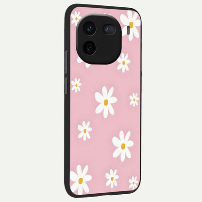  Soft Daisy Bliss back cover For iQOO 12 5G slim fit glass case with vibrant aesthetic design
