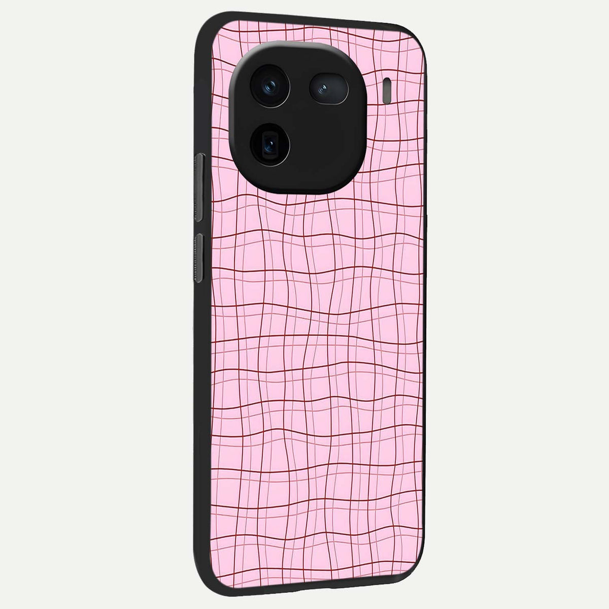  Soft Grid Bliss back cover For iQOO 12 5G slim fit glass case with vibrant aesthetic design