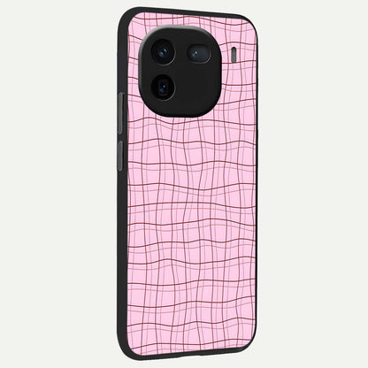  Soft Grid Bliss back cover For iQOO 12 5G slim fit glass case with vibrant aesthetic design