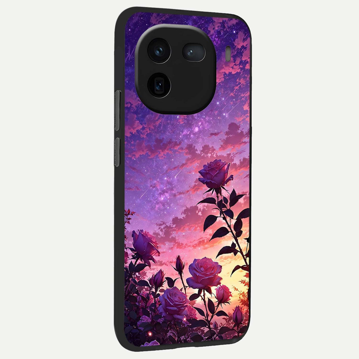  Starlit Rose Twilight back cover For iQOO 12 5G slim fit glass case with vibrant aesthetic design