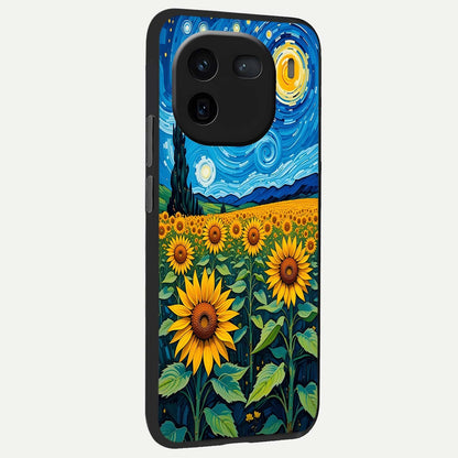 Starry Sunflower Dreams back cover For iQOO 12 5G slim fit glass case with vibrant aesthetic design