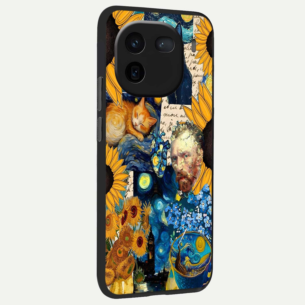  Sunflower Chic Mood Custom Name back cover For iQOO 12 5G slim fit glass case with vibrant aesthetic design