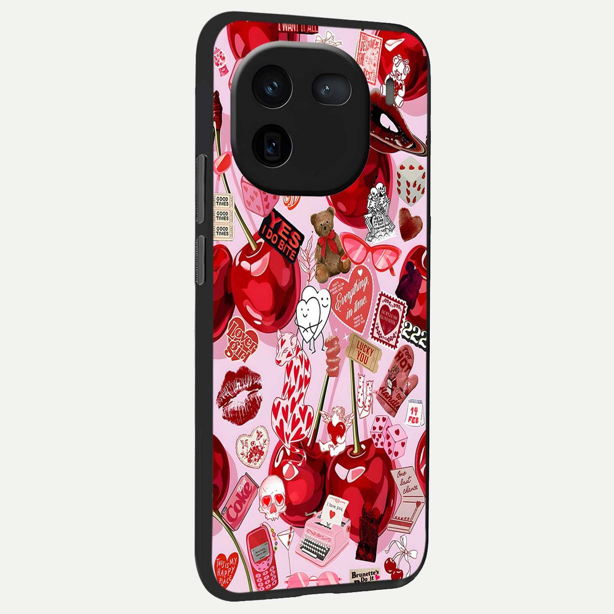  Sweet Cherry Chaos back cover For iQOO 12 5G slim fit glass case with vibrant aesthetic design