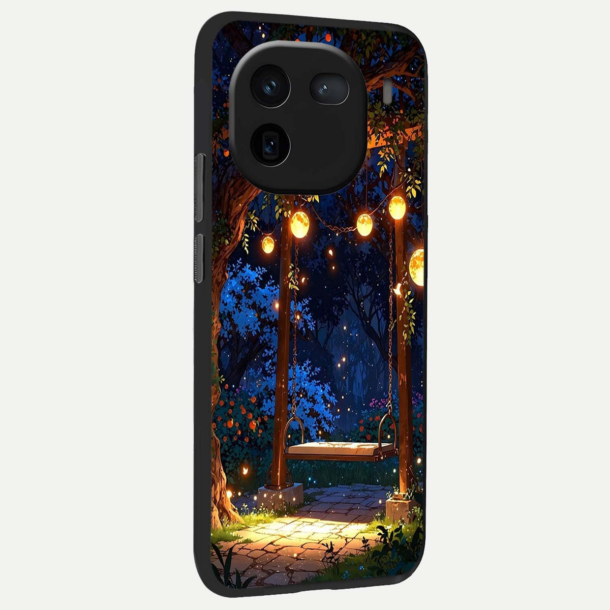  Twilight Garden Swing back cover For iQOO 12 5G slim fit glass case with vibrant aesthetic design