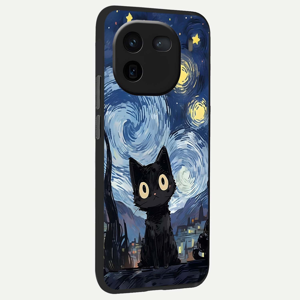  Van Gogh Cat back cover For iQOO 12 5G slim fit glass case with vibrant aesthetic design