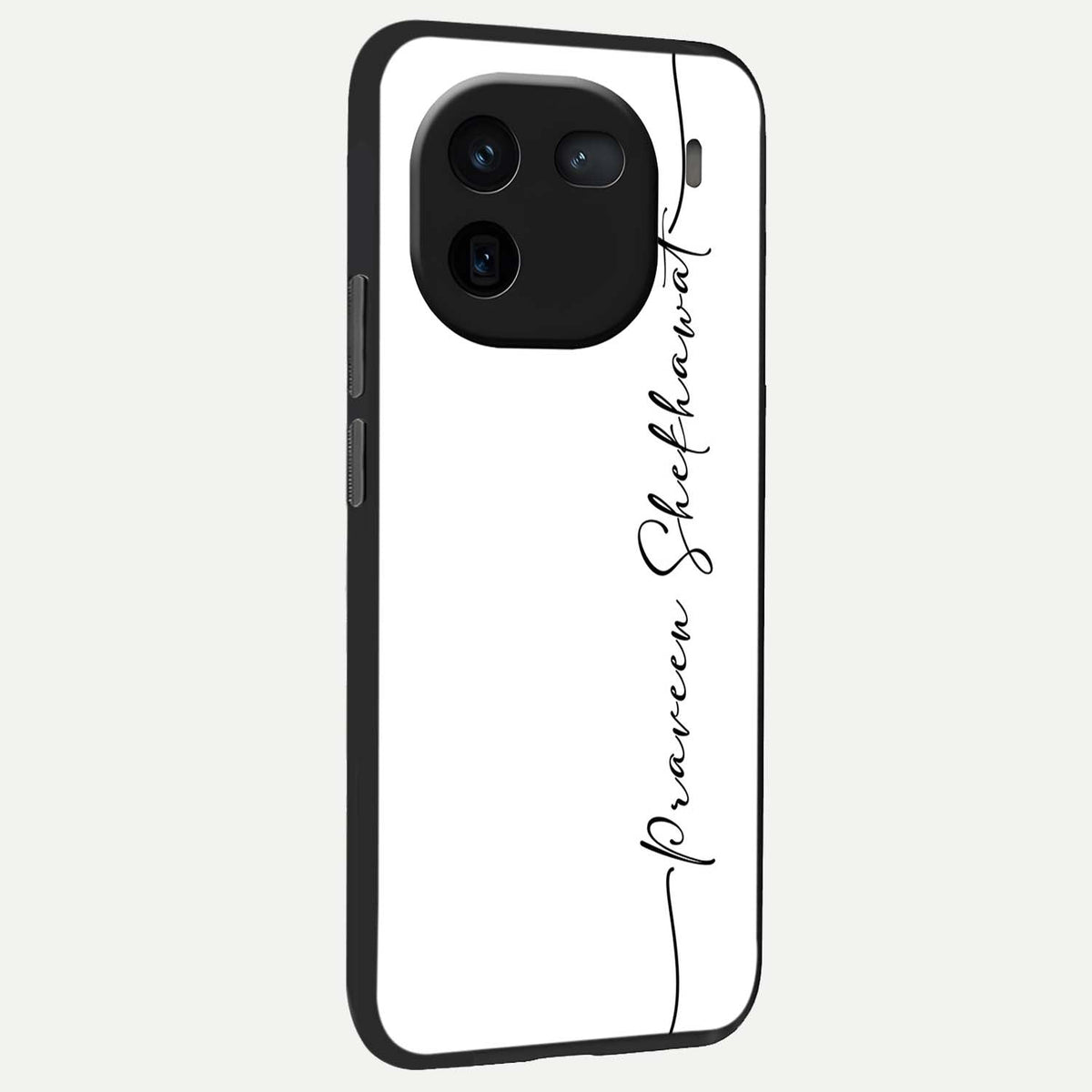  White Tune Custom Name back cover For iQOO 12 5G slim fit personalized glass case with aesthetic design