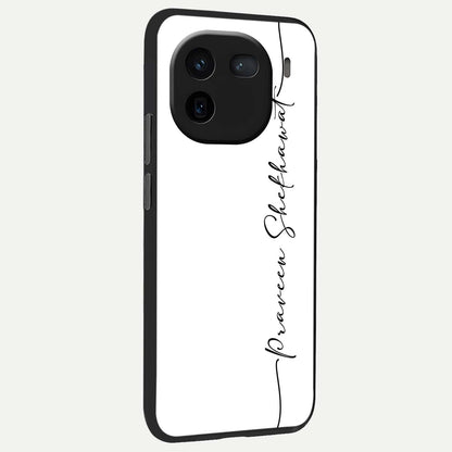  White Tune Custom Name back cover For iQOO 12 5G slim fit personalized glass case with aesthetic design