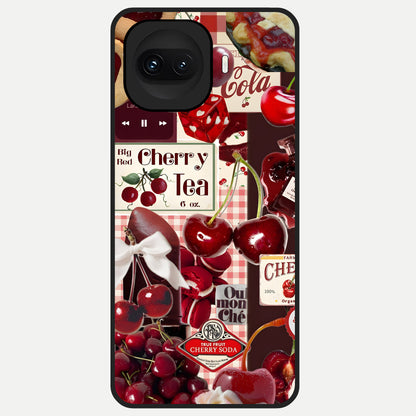  Aesthetic Cherry Tea Glass Case for iQOO 15R back cover – full design glossy printed glass finish