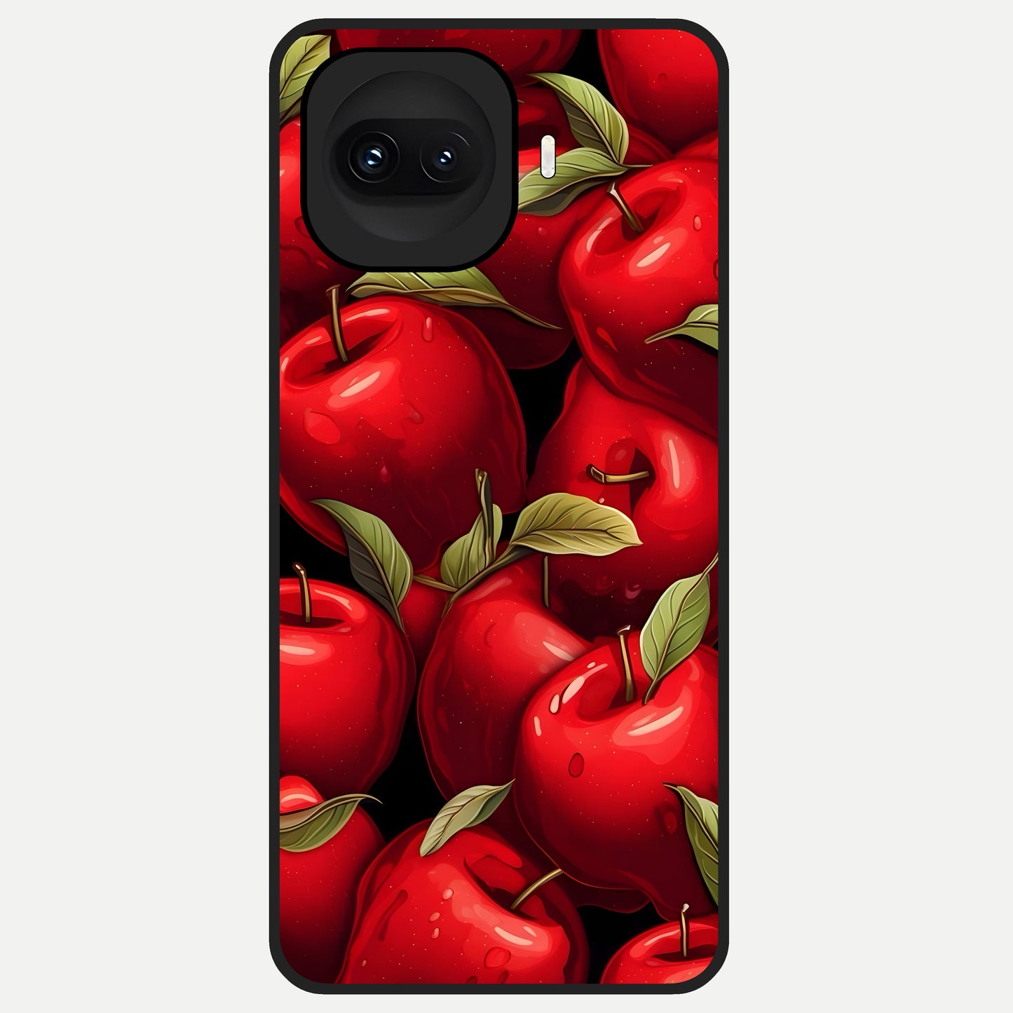  Apple Pattern Glass Case for iQOO 15R back cover – full design glossy printed glass finish