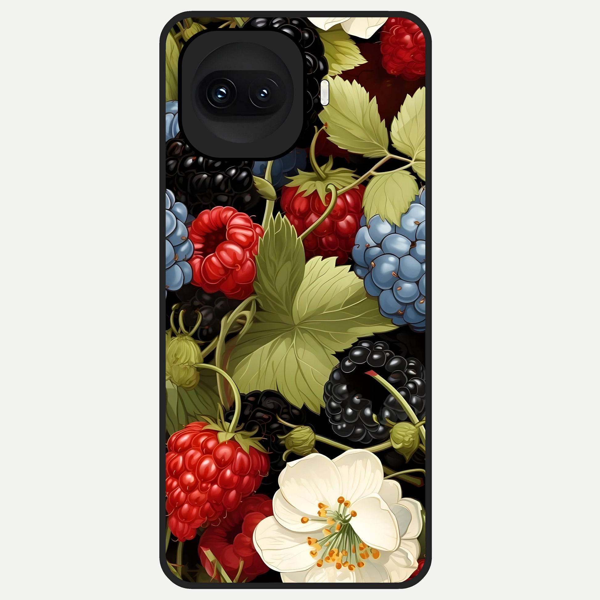  Berry Bloom Charm Glass Case for iQOO 15R back cover – full design glossy printed glass finish