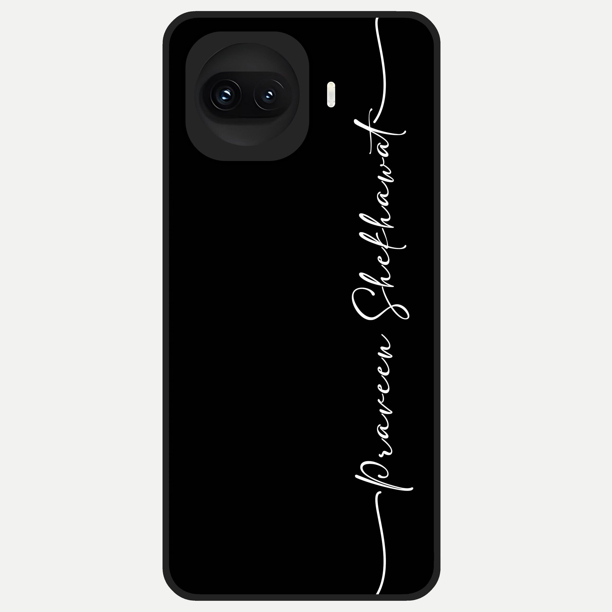  Black Tune Custom Name Glass Case for iQOO 15R back cover – full design glossy printed glass finish