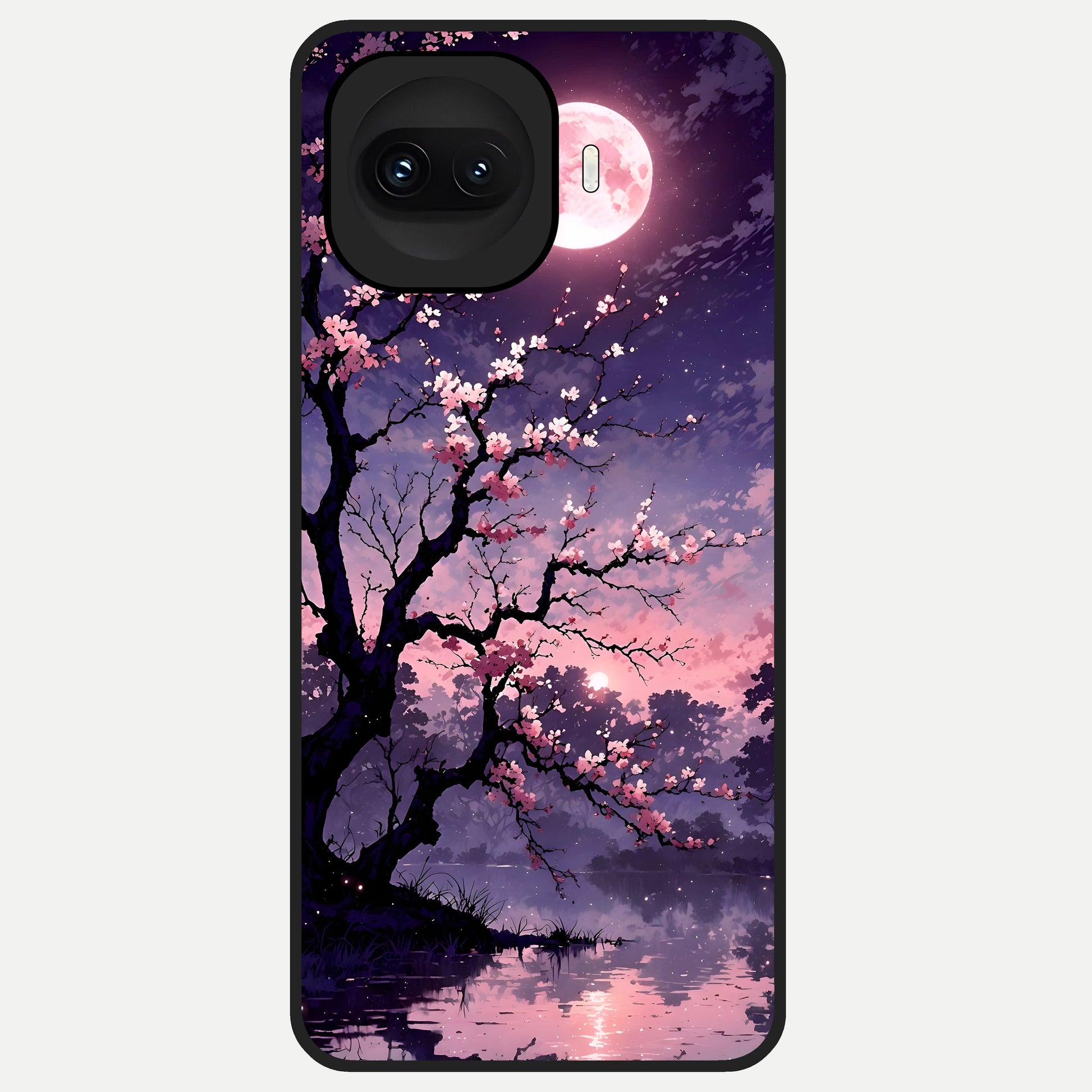  Blossom Pink Moon Glass Case for iQOO 15R back cover – full design glossy printed glass finish
