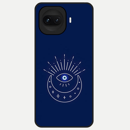  Blue Evil Eye Glass Case for iQOO 15R back cover – full design glossy printed glass finish