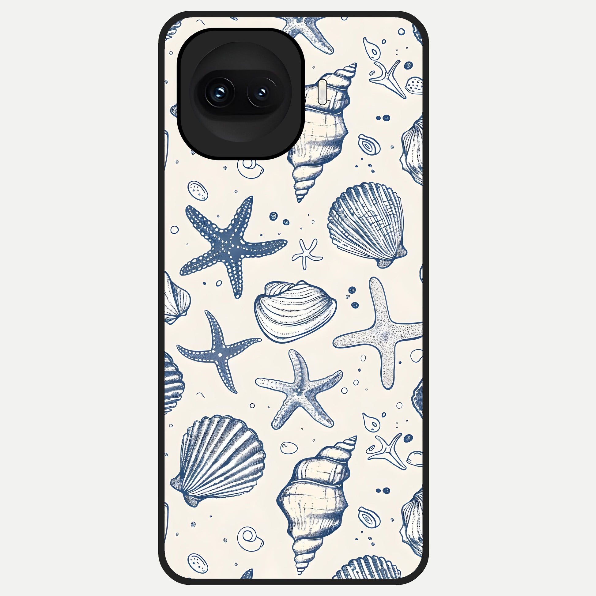  Blue Ocean Outline Glass Case for iQOO 15R back cover – full design glossy printed glass finish