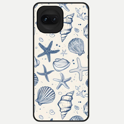  Blue Ocean Outline Glass Case for iQOO 15R back cover – full design glossy printed glass finish