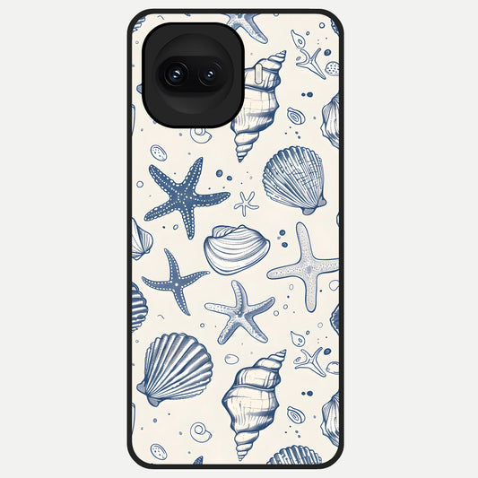  Blue Ocean Outline Glass Case for iQOO 15R back cover – full design glossy printed glass finish