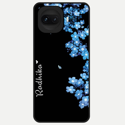  Blue Petal Dream Custom Name Glass Case for iQOO 15R back cover – full design glossy printed glass finish