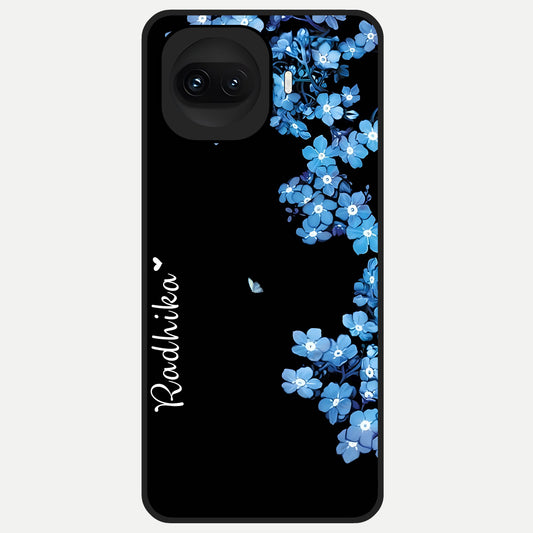  Blue Petal Dream Custom Name Glass Case for iQOO 15R back cover – full design glossy printed glass finish
