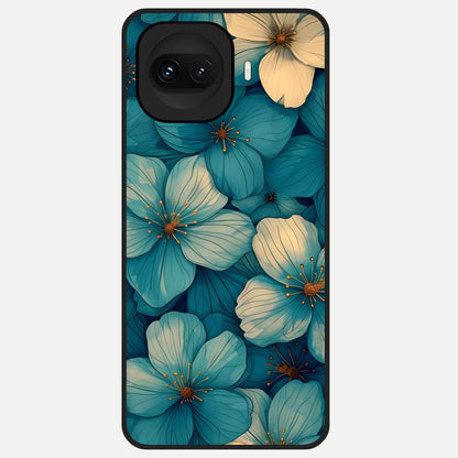  Blue Shade Floral Glass Case for iQOO 15R back cover – full design glossy printed glass finish