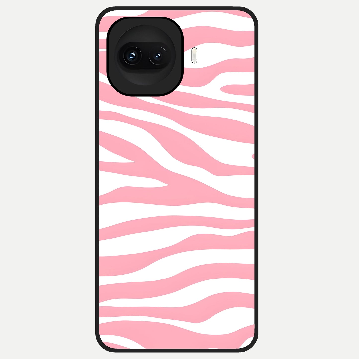 Blush Zebra Flow Glass Case for iQOO 15R back cover – full design glossy printed glass finish