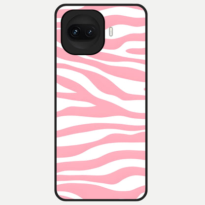  Blush Zebra Flow Glass Case for iQOO 15R back cover – full design glossy printed glass finish