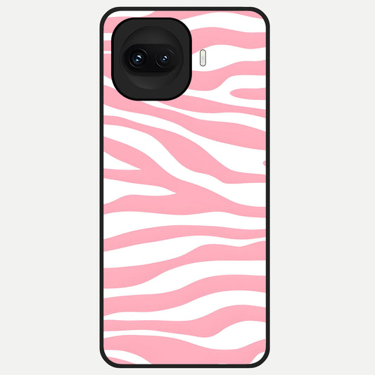  Blush Zebra Flow Glass Case for iQOO 15R back cover – full design glossy printed glass finish