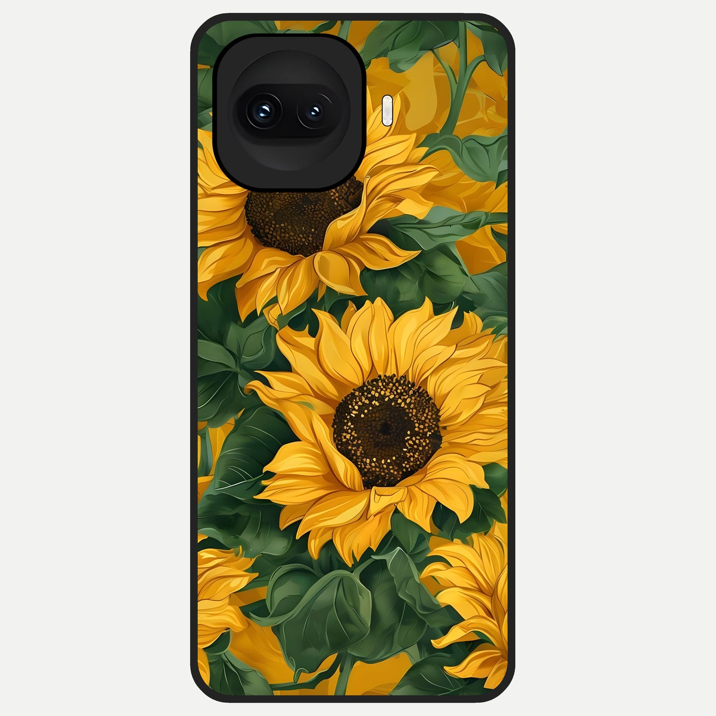  Bright Sunflower Bloom Glass Case for iQOO 15R back cover – full design glossy printed glass finish