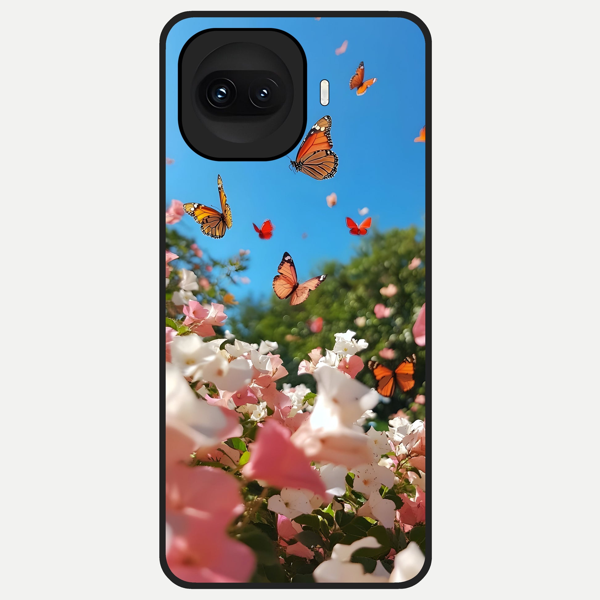  Butterflies In Bloom Sky Glass Case for iQOO 15R back cover – full design glossy printed glass finish