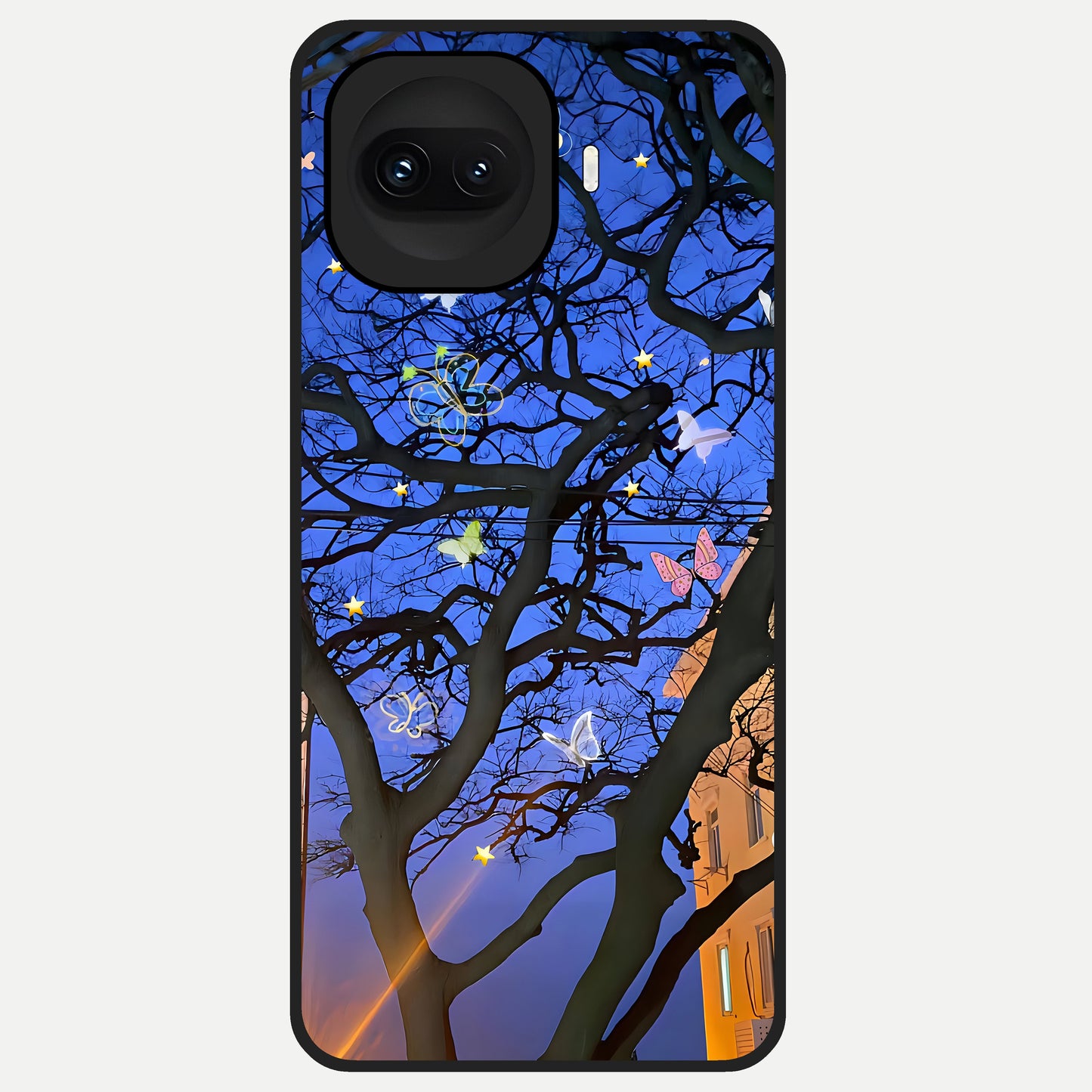  Butterfly Night Magic Glass Case for iQOO 15R back cover – full design glossy printed glass finish