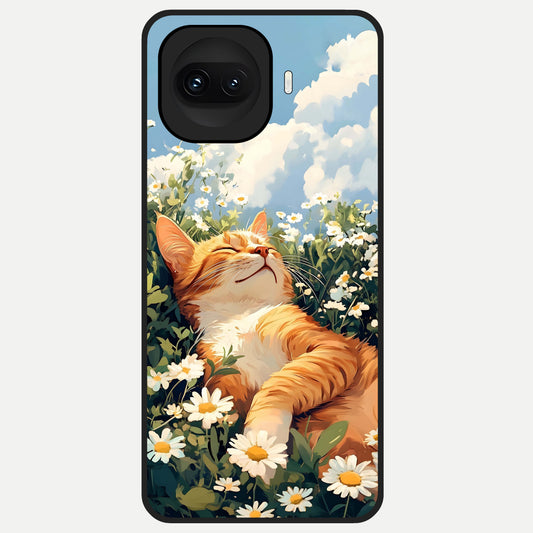  Cat And Flowers View Glass Case for iQOO 15R back cover – full design glossy printed glass finish