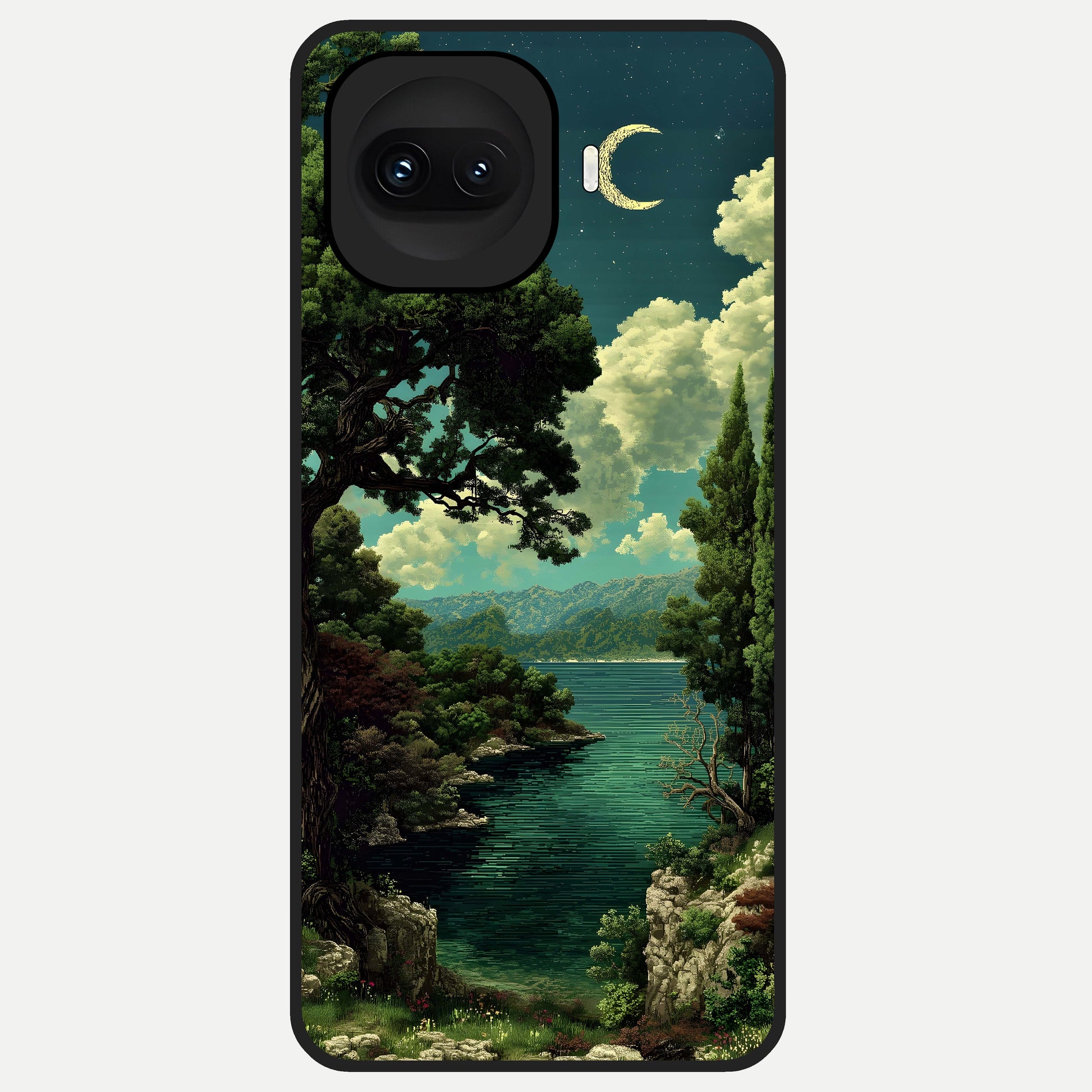  Celestial Lake Peace Glass Case for iQOO 15R back cover – full design glossy printed glass finish