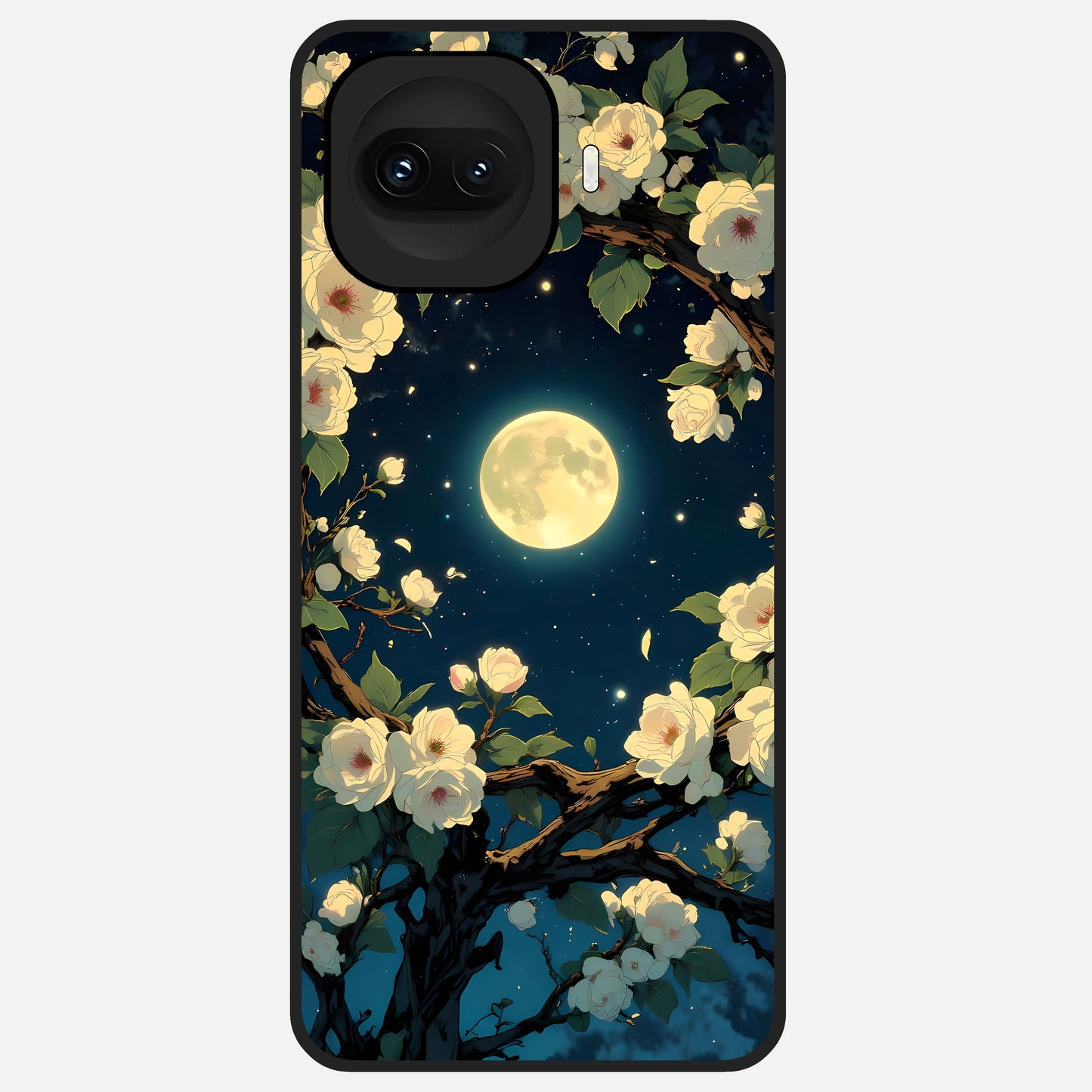  Celestial Moon And Flower Glass Case for iQOO 15R back cover – full design glossy printed glass finish