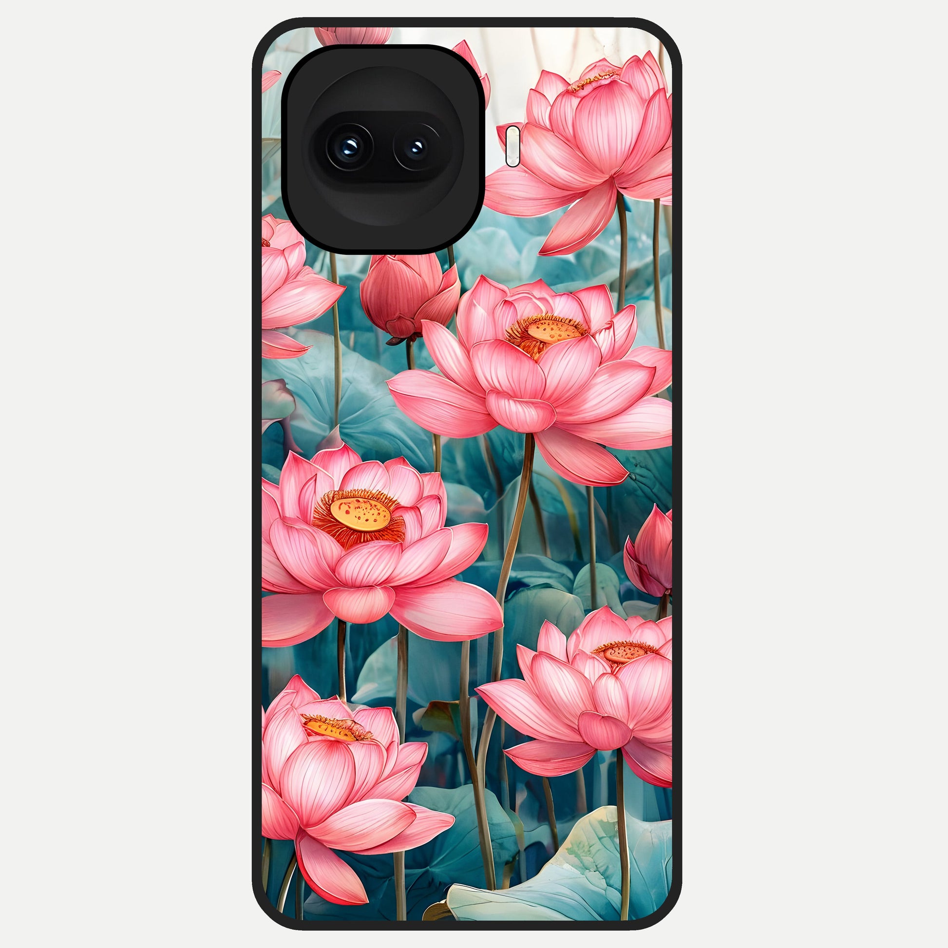  Celestial Pink Lotus Glass Case for iQOO 15R back cover – full design glossy printed glass finish