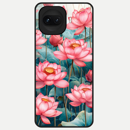  Celestial Pink Lotus Glass Case for iQOO 15R back cover – full design glossy printed glass finish
