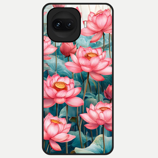  Celestial Pink Lotus Glass Case for iQOO 15R back cover – full design glossy printed glass finish