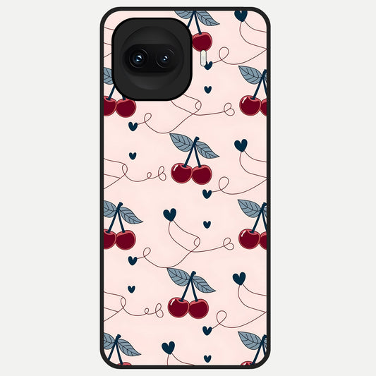  Cherry Heart Line Glass Case for iQOO 15R back cover – full design glossy printed glass finish