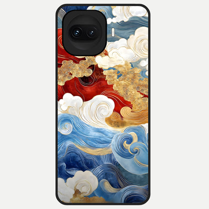  Colored Waves Glass Case for iQOO 15R back cover – full design glossy printed glass finish