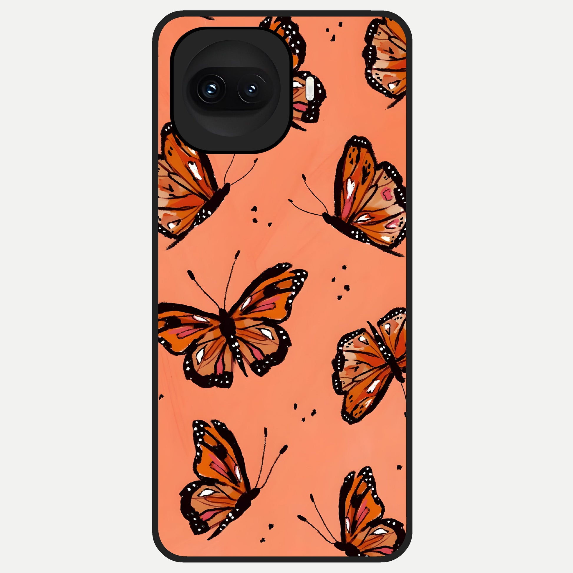  Coral Wing Butterfly Glass Case for iQOO 15R back cover – full design glossy printed glass finish